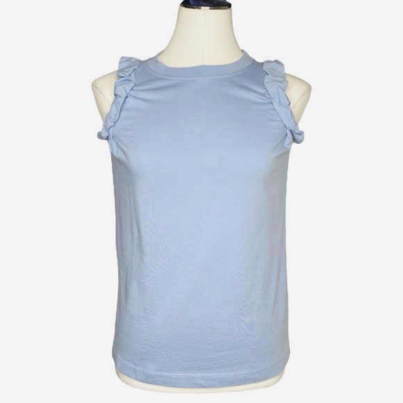 Victoria Beckham Ruched Ruffle Sleeve Jersey Top - Picture 2 of 9